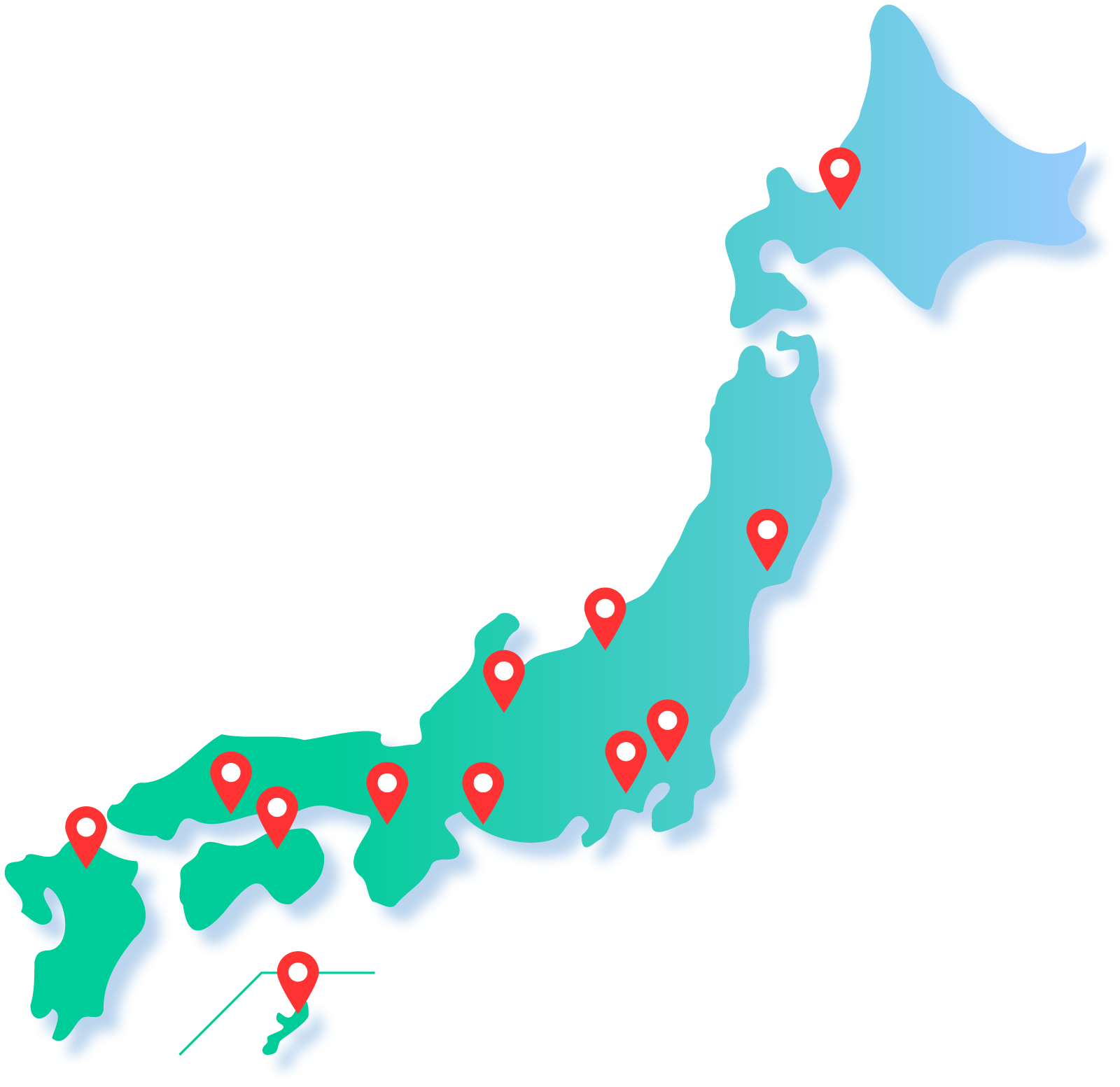 全国の歯科医院で多数採用されている実績図